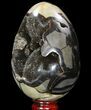 Septarian Dragon Egg Geode - Black Crystals #96732-2